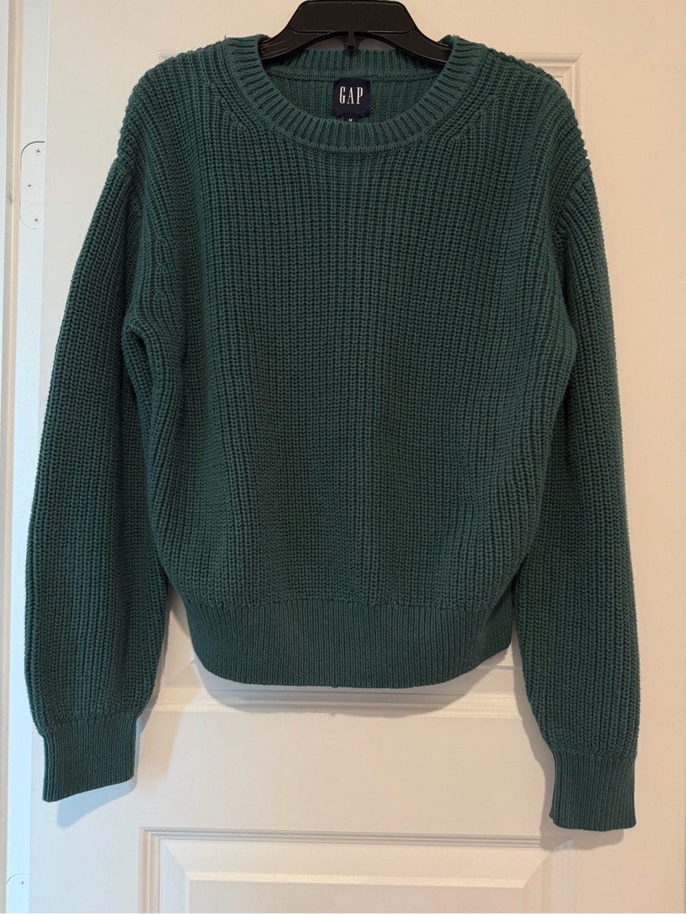 GAP Y2K Women’s Medium Forest Green 100% Cotton Chunky Knit Crewneck Sweater